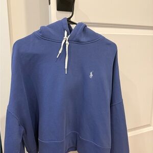 Ralph Lauren Blue Hoodie with White Drawstrings